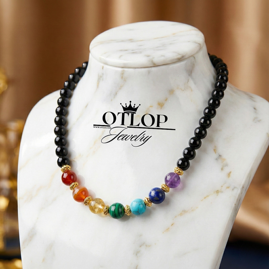 عقد الشاكرات السبع للجنسين من الحجر الكريم الأصلي وبضمان سنه - كود 6990