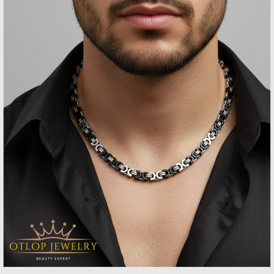 عقد بطراز بيزنطي كلاسيكي، مصنوع بالكامل من ستانلس ستيل - كود 00333