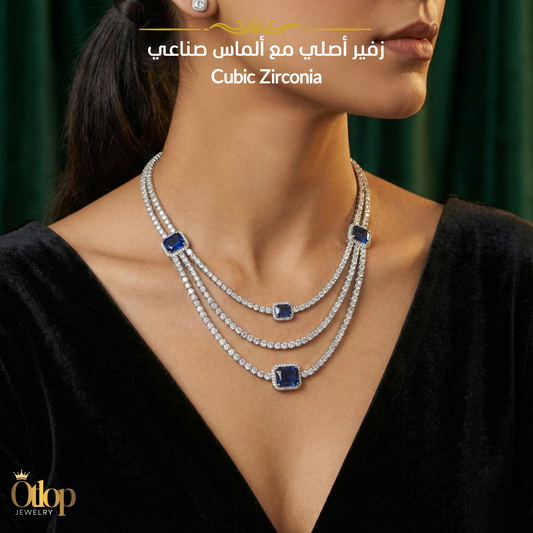 عقد ثلاث طبقات من من الزفير مع الألماس الصناعي - كود 65005