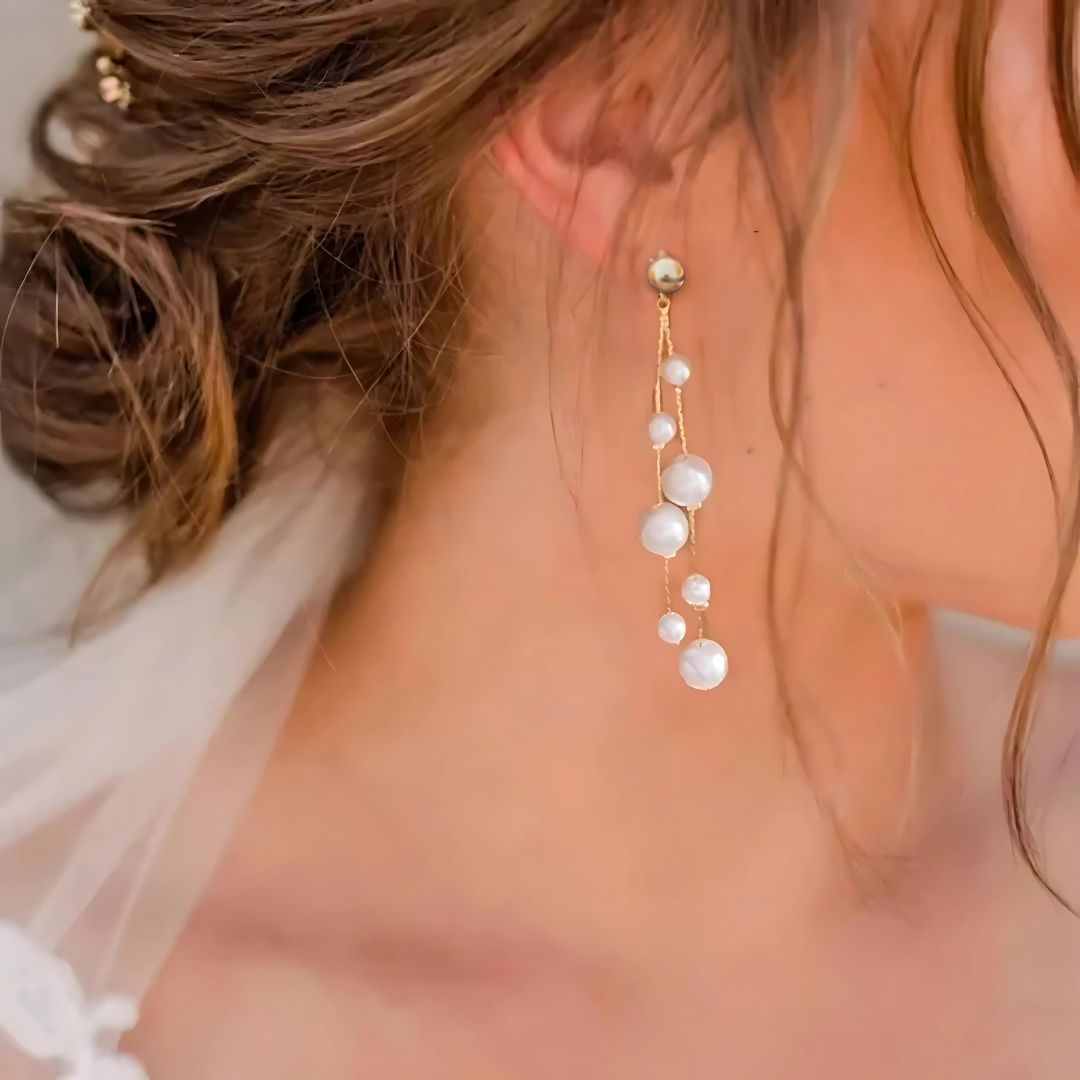أجمل لمسه لمظهرك مع حلق من اللؤلؤ الطبيعي مع الفضه المطليه بالذهب - كود 249
