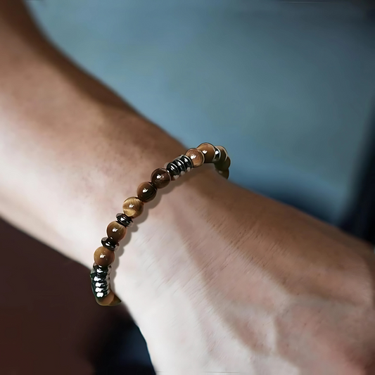 أسورة من الاونكس و عقيق عين النمر و الهيماتيت مناسبه للجنسين - كود 56