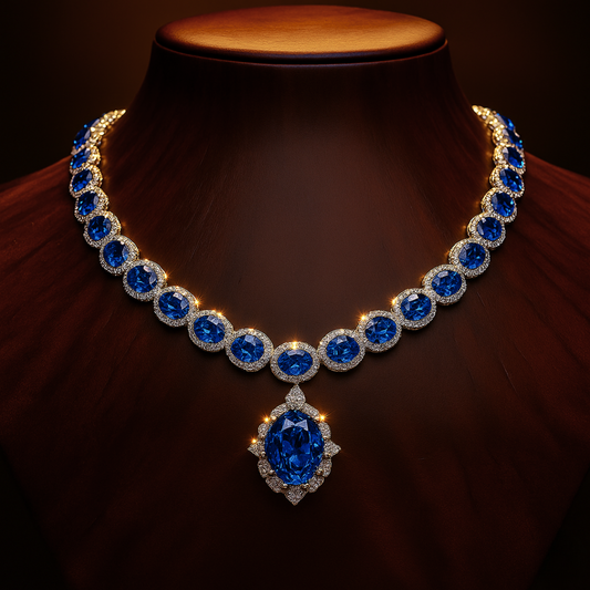 عقد من الزفير الأصلي مع ألماس الموزانايت - كود 6674