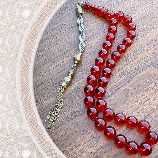 سبحة من حجر الفاتوران الكريم 33 حبه و 99 حبه مع الفضه أو الاستانلس - كود 4880