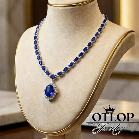 عقد من الزفير الأصلي مع ألماس الموزانايت - كود 6674