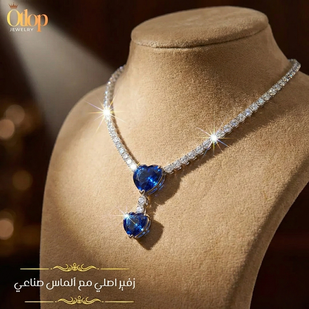 عقد من الزفير الأصلي مع الألماس الصناعي- كود 60004