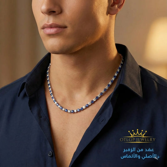 عقد من الزفير الأصلي مع الماس. للرجال وللنساء- كود 8456