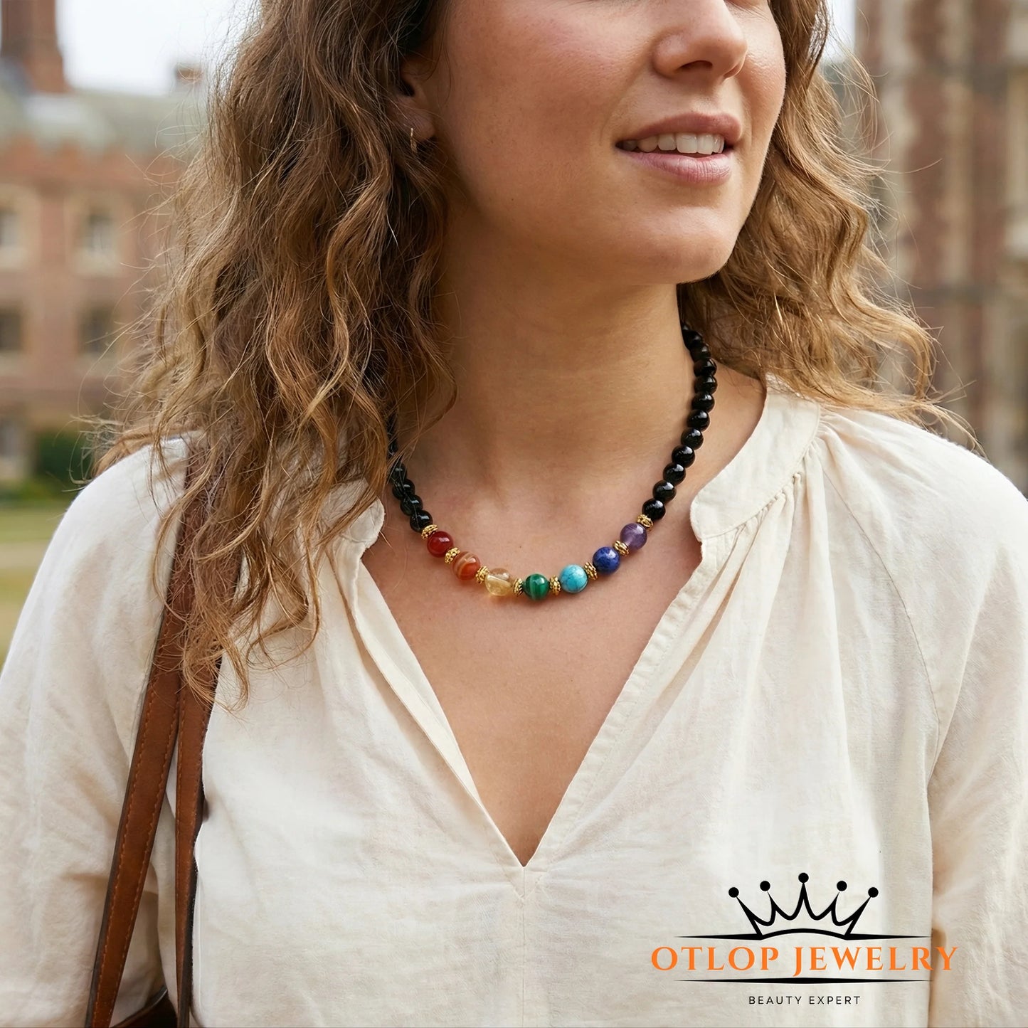 عقد الشاكرات السبع للجنسين من الحجر الكريم الأصلي وبضمان سنه - كود 6990