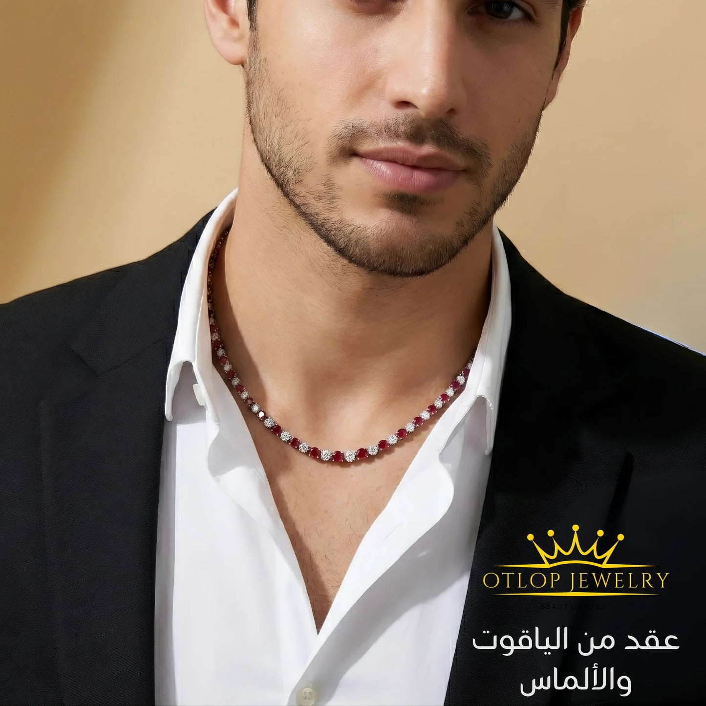 عقد من الياقوت الأصلي مع الماس. للرجال وللنساء- كود 2456