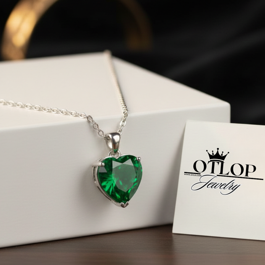 سلسلة للجنسين من الفضة الاسترليني عيار 925 مع الزمرد الصناعي -كود 36060