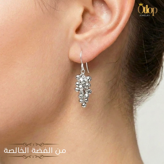 حلق بتصميم مستوحي من الطبيعة -فضة مطلية بالبلاتين عيار 925 - كود 2382