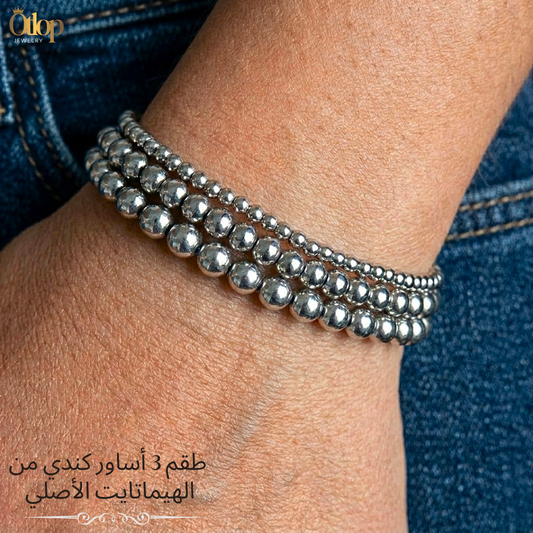 طقم 3 أساور هيماتايت كندي للجنسين - كود 41