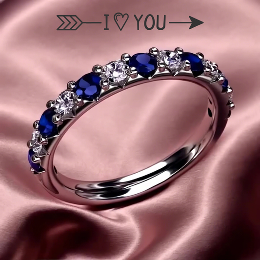 دبله من الفضة الاسترليني عيار 925 ومطعمه بالزفير مع الألماس، هدية فاخرة ، مجوهرات راقية- كود 9082