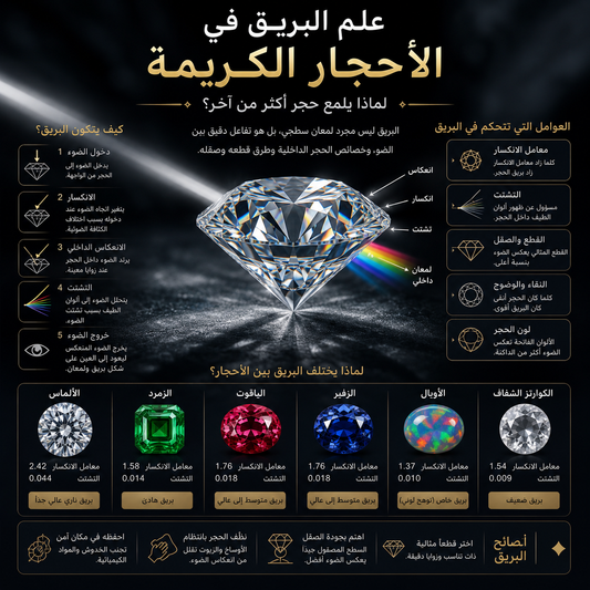 علم البريق في الأحجار الكريمة: لماذا يلمع حجر أكثر من آخر؟