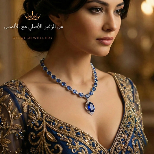 عقد من  الزفير الأصلي مع ألماس الموزانايت - كود 6674