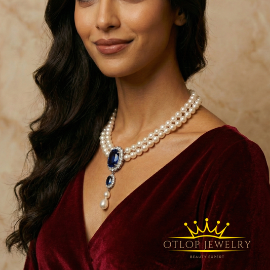 عقد من اللؤلؤ الطبيعي والزفير الأصلي  لسيدات المجتمع الراقي- كود 1420