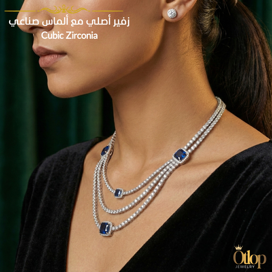 عقد ثلاث طبقات من من الزفير مع الألماس الصناعي - كود 65005