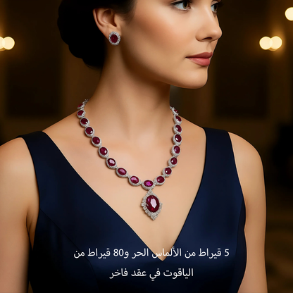 عقد من الياقوت الأصلي مع الألماس الحر أو ألماس الموزانايت - كود 6054