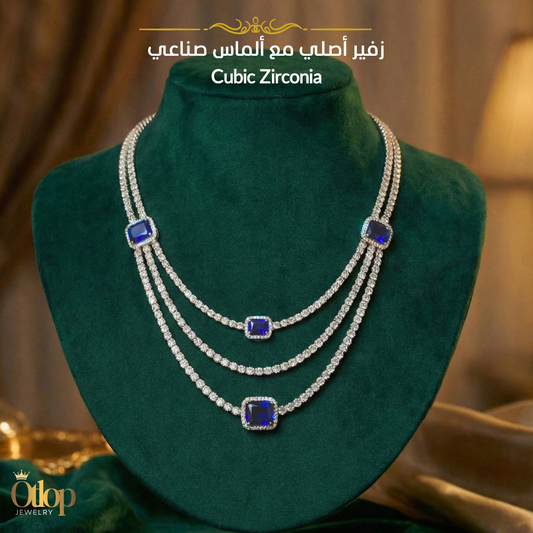 عقد ثلاث طبقات من من الزفير مع الألماس الصناعي - كود 65005