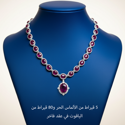 عقد من الياقوت الأصلي مع الألماس الحر أو ألماس الموزانايت - كود 6054