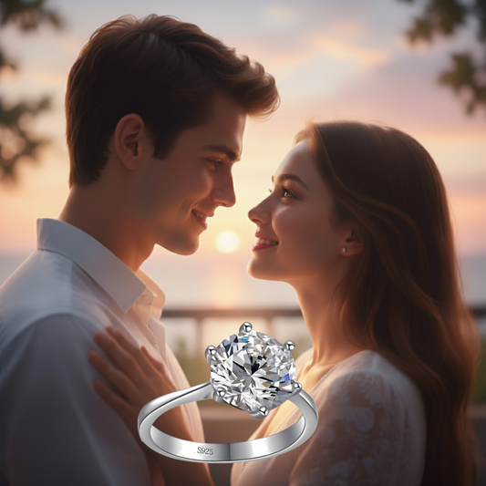 خاتم 4 قيراط من الالماس Moissanite  ، خاتم خطوبه، سوليتير ، هدية فاخرة للنساء، مجوهرات راقية- كود 976