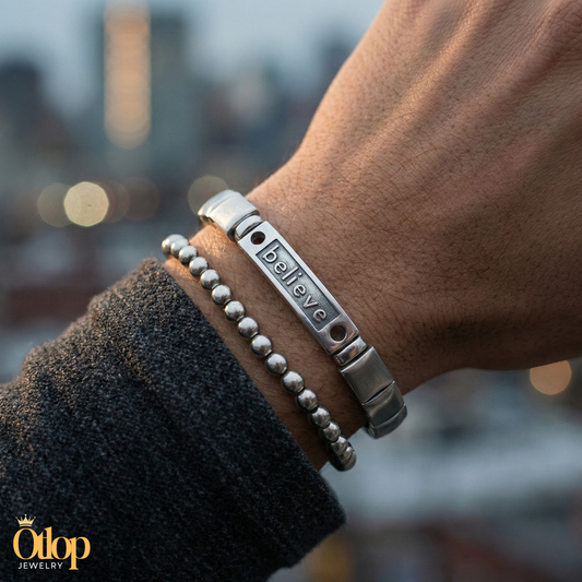 أسورتين بتصميم فريد وجديد. للجنسين، من الهيماتايت الطبيعي - كود 03336