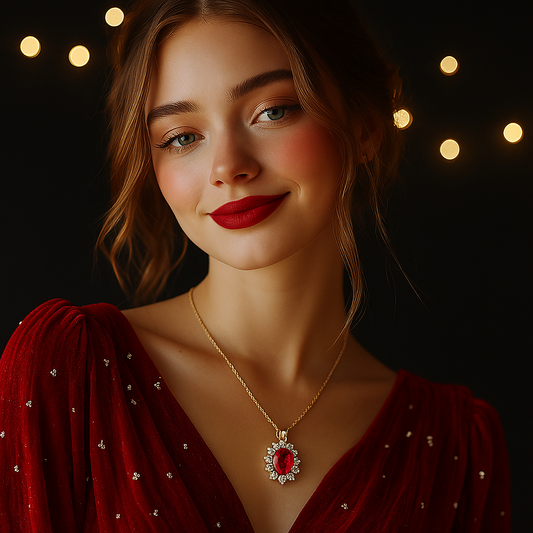سلسله من الفضه عيار 925 مع الياقوت الأصلي وكيوبك زيركونيا شبيه الماس  - كود 689