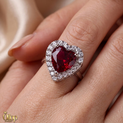 خاتم ياقوت مرصع بالألماس / فضة 925 - كود 39090