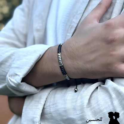 هيماتيت فضي وأسود مع فواصل زيركون - كود 513