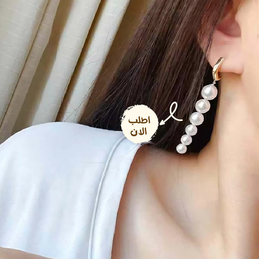 حلق لؤلؤ طبيعي 100% مع الفضة الخالصه عيار 925 و المطليه بالدهب عيار 14 – كود 847