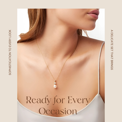 سلسله من الفضه عيار 925 المطليه بالذهب مع دلايه من اللؤلؤ الحر - كود 412