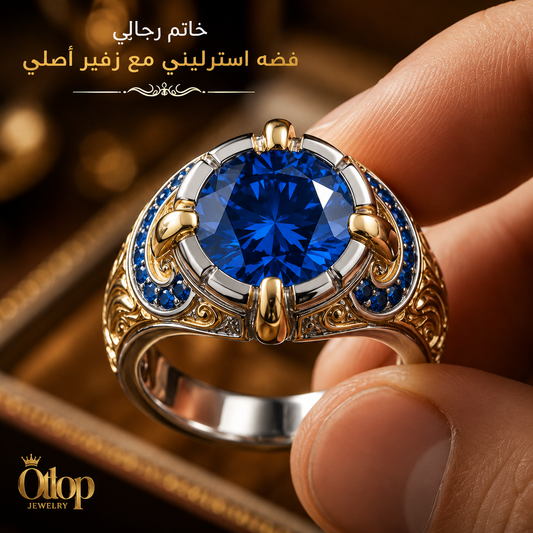 خاتم رجالي تركي زفير  / فضة ٩٢٥ - كود 8141