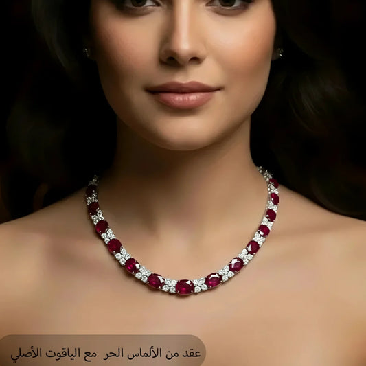عقد من الياقوت الأصلي مع الألماس  - كود 6654