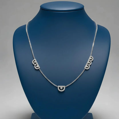 سلسله من الفضه مطليه بالبلاتين ومرصعه بالكيوبك زيركونيا شبيه الماس - كود 6004