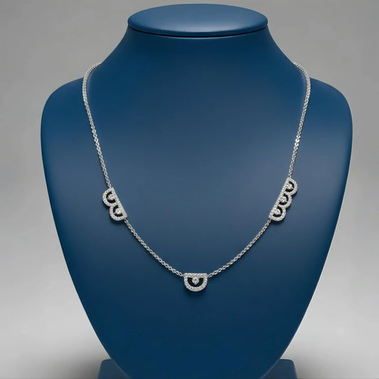 سلسله من الفضه مطليه بالبلاتين ومرصعه بالكيوبك زيركونيا شبيه الماس - كود 6004