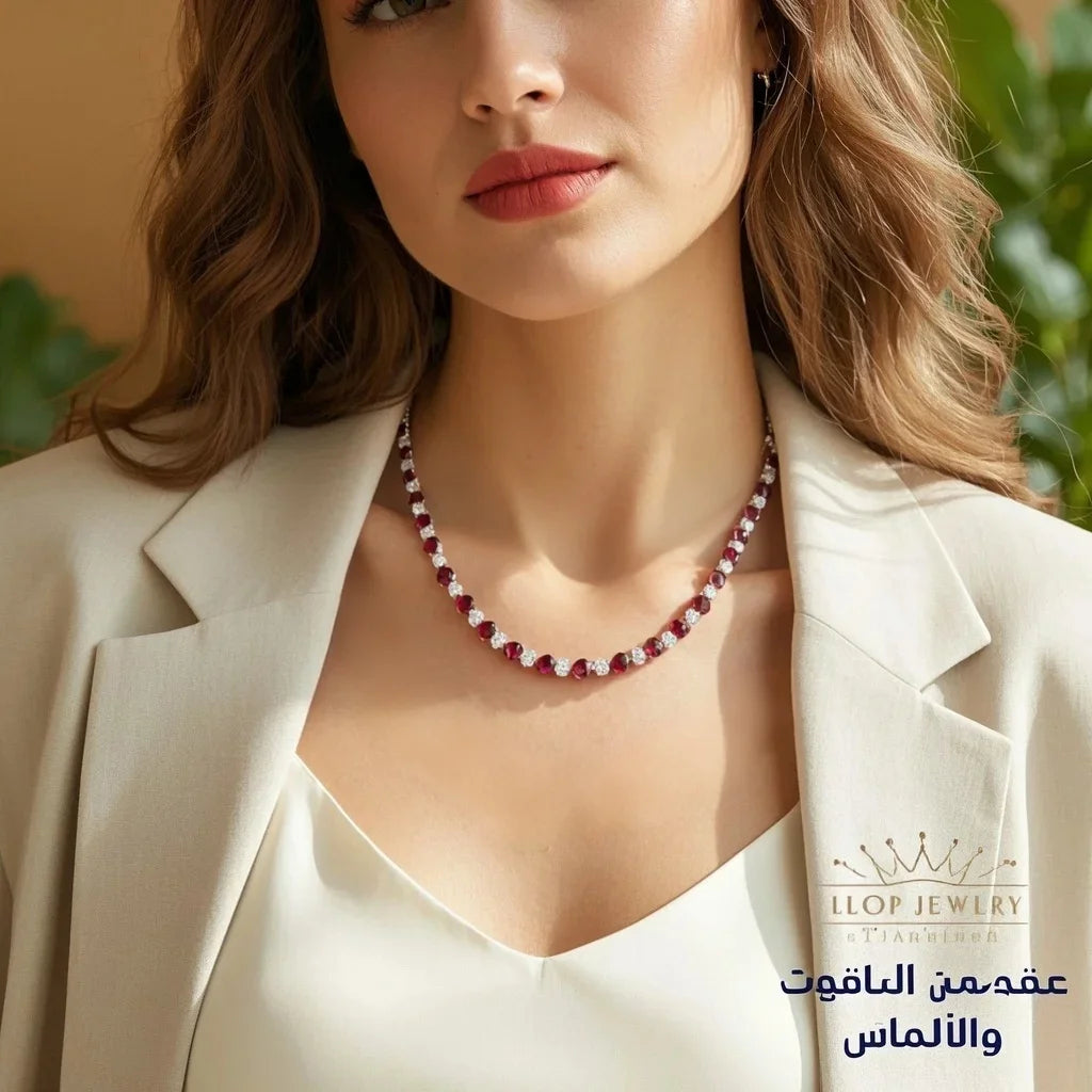 عقد من الياقوت الأصلي مع  الماس. للرجال وللنساء- كود 2456