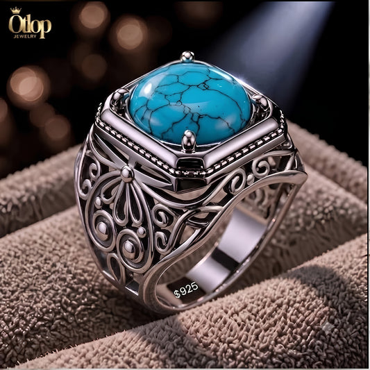خاتم فيروز بتصميم إيطالي - كود 9002781