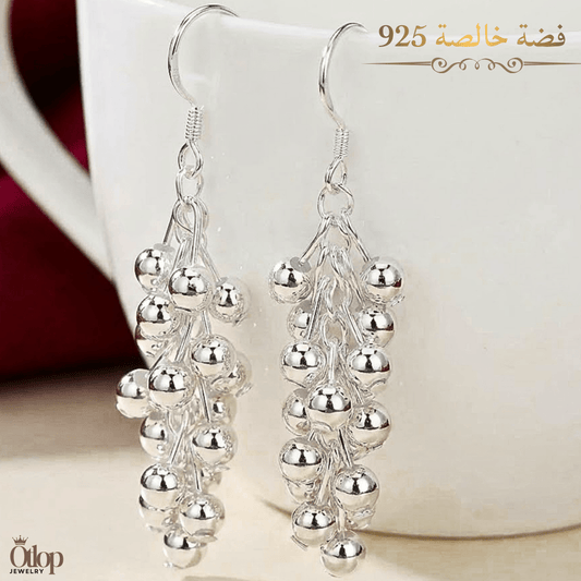 حلق بتصميم مستوحي من الطبيعة -فضة مطلية بالبلاتين عيار 925 - كود 2382