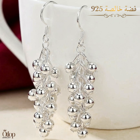 حلق بتصميم مستوحي من الطبيعة -فضة مطلية بالبلاتين عيار 925 - كود 2382