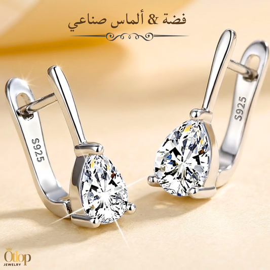 حلق أنيق بتصميم كلاسيكي -فضة استرليني مع حجر الكيوبك زيركونيا -كود 10424