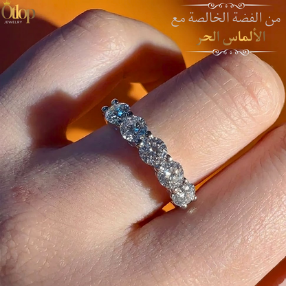 دبله فضه مرصّعة بفصوص الألماس  ،خاتم خطوبة ، هدية فاخرة للنساء، مجوهرات راقية- كود  9730