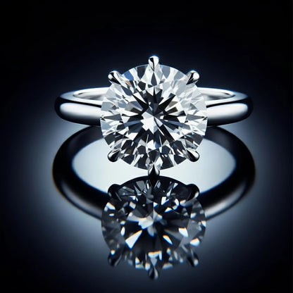 خاتم 4 قيراط من الالماس Moissanite  ، خاتم خطوبه، سوليتير ، هدية فاخرة للنساء، مجوهرات راقية- كود 976